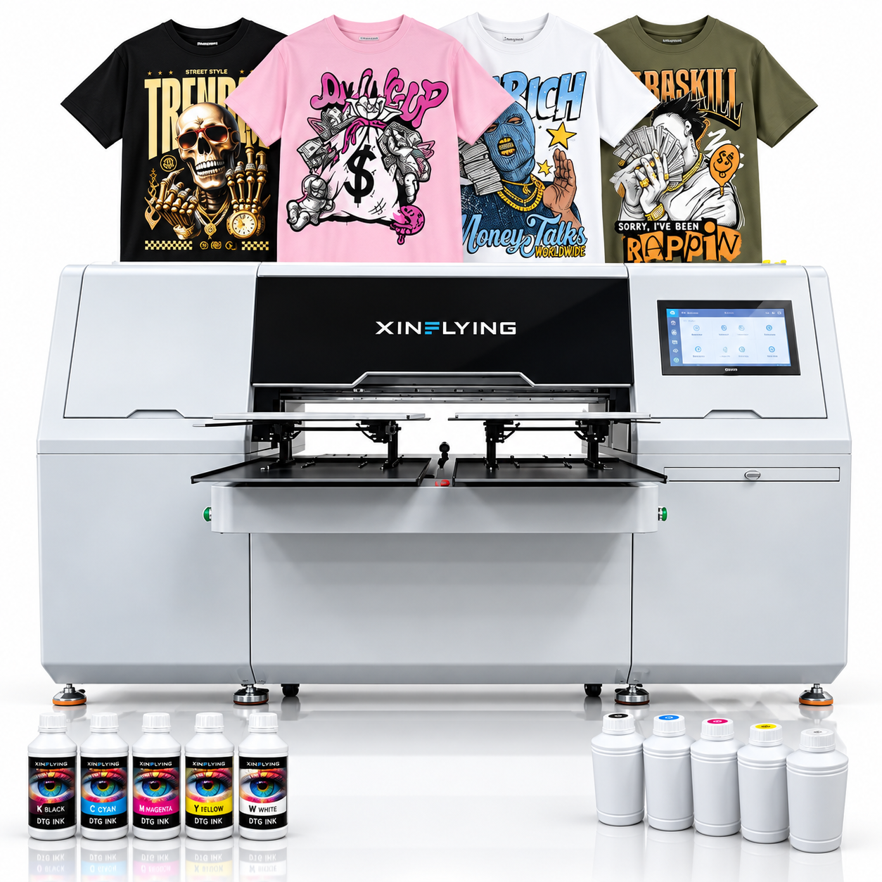 Double Station DTG T-Shirt Printing Machine 4 Heads Epson i3200-A1