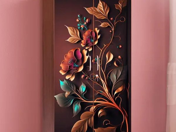 3D Çiçek Desenli Gardırop Baskısı