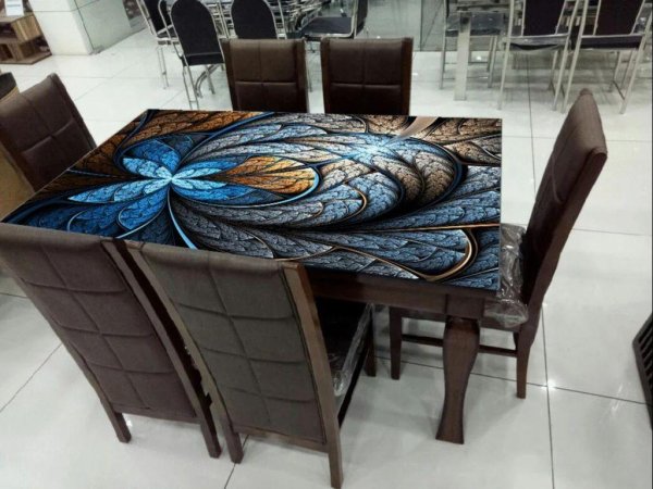 Desenli Cam Masa Üstü Baskısı