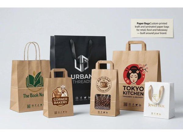 Logo Baskılı Kraft Kağıt Çanta