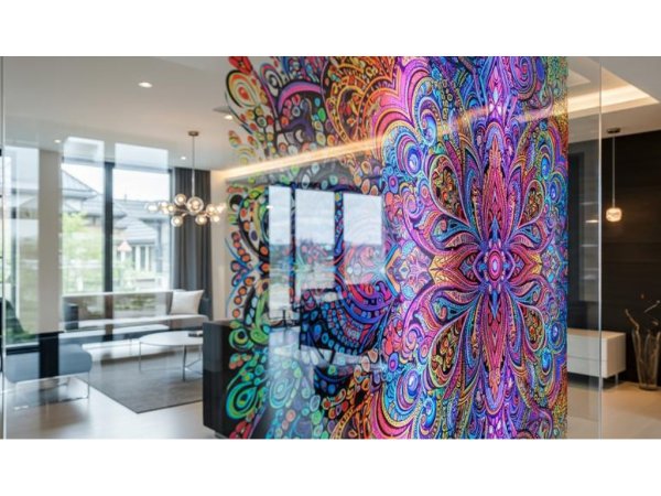 Mandala Desenli Cam Bölme Baskısı