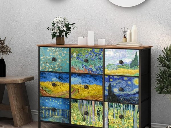 Van Gogh Temalı Çekmeceli Dolap Giydirme